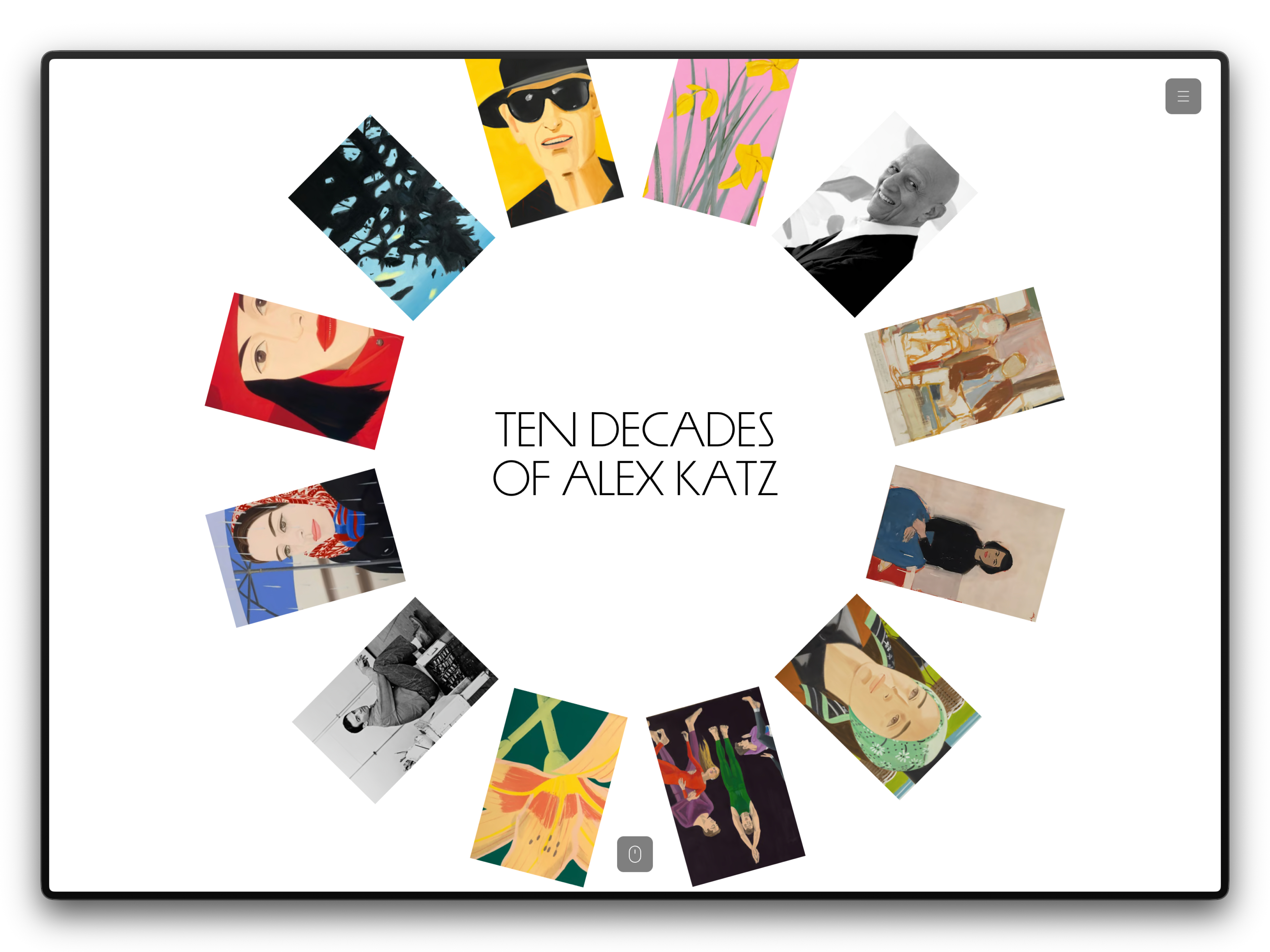 "10 Decades of Alex Katz" interactive timeline homepage