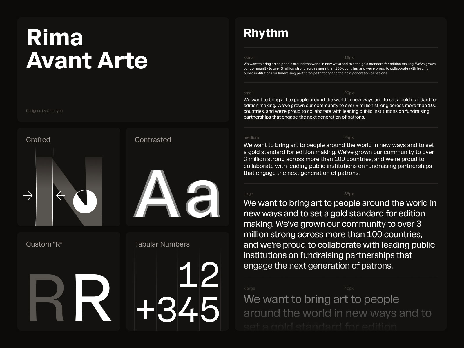 Avant Arte Branding board about the typography