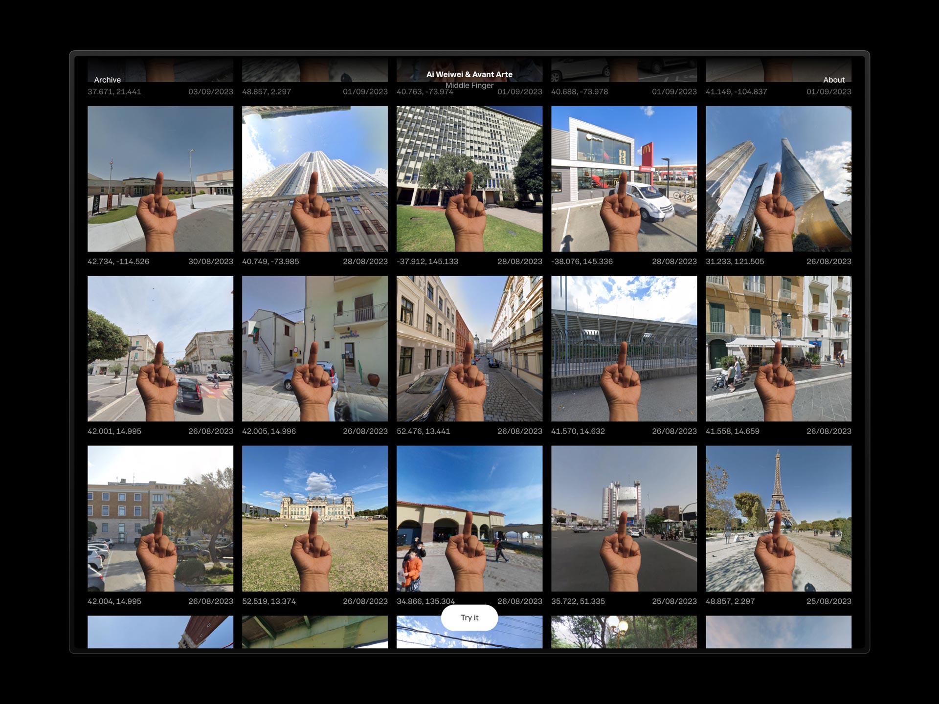 Desktop screenshot of Middlefinger website