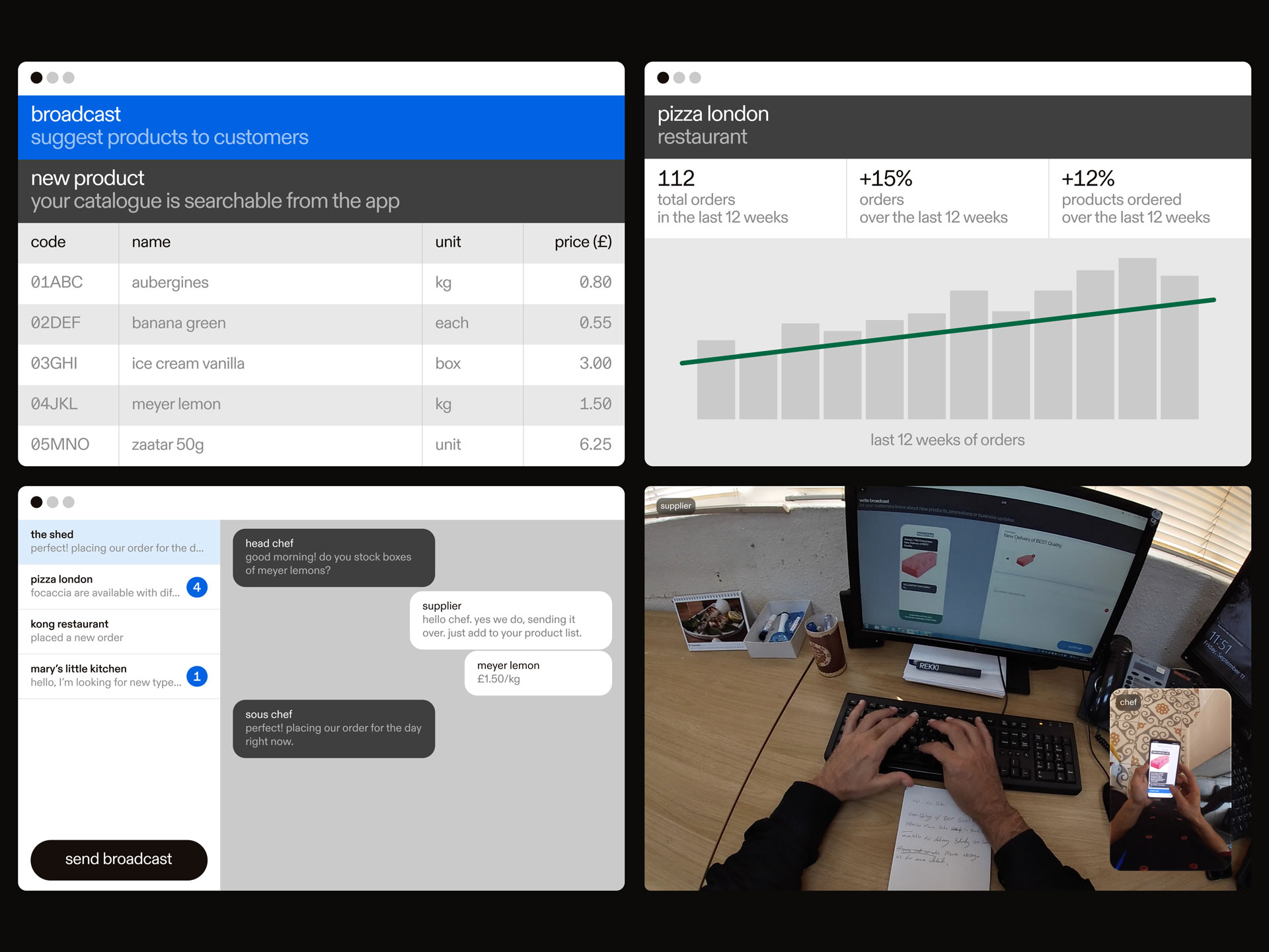 Screenshots of the REKKI Supplier product